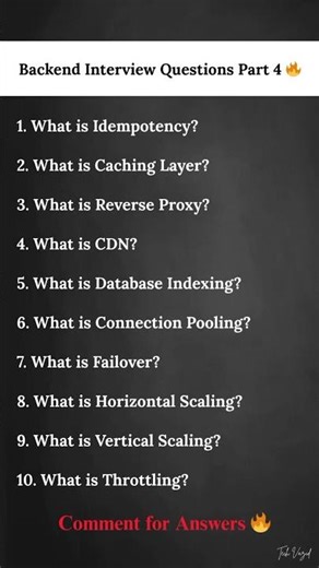 Top Backend Questions You Must Know (Part 4) | Backend Interview Questions (Comment for Answers)