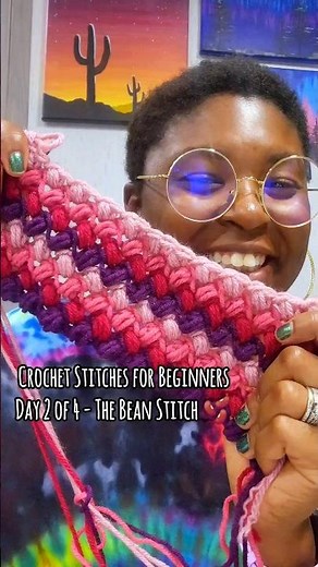 Day 2 of 4 - The Bean Stitch 🫘 Part 1 ✨️ #crochet #beanstitch #crochettutorial #crochetstitch