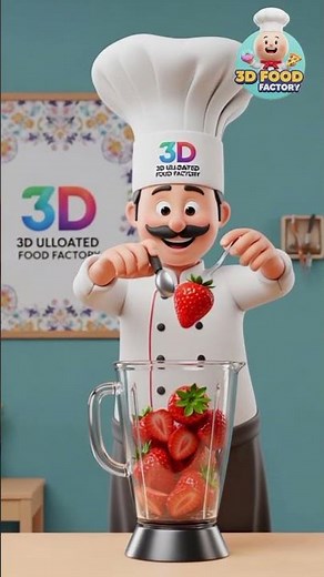 3D Cartoon Strawberry Smoothie – Fresh & Creamy!