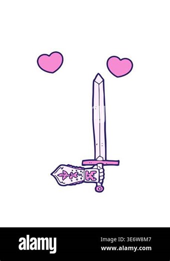 spinning hearts animation of sword and hand cartoon Stock Video Footage - Alamy