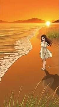 Peaceful Sunset Walk on the Beach 🌅 | Ghibli Style Relaxing Anime Short