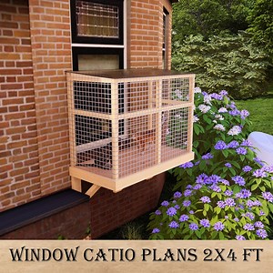 DIY 2x4 Ft Window Catio Plans, Outdoor Cat Enclosure for Fresh Air and Safety, Secure Cat Window Seat, Weather-resistant & Ventilated Design - Etsy