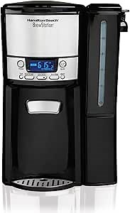 Hamilton Beach One Press Programmable Dispensing 12 Cup Coffee Maker with Internal Coffee Pot, Stays Warm and Fresh for Hours, 60 oz. Removable Reservoir, Black (47900)