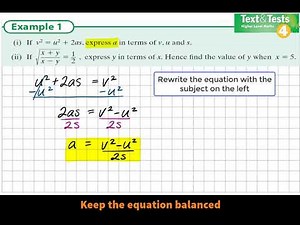 Algebra 1 LCHL e.g. 7.1 Manipulating formulae