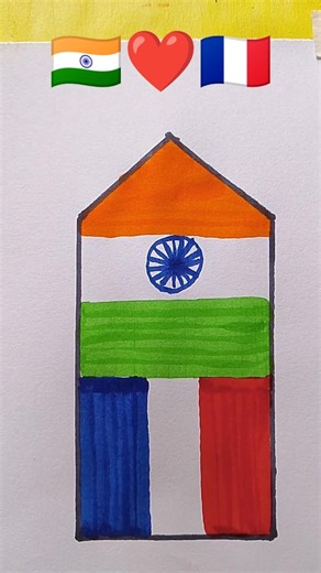 🇮🇳❤️🇫🇷 flag drawing colour #shortsvideo #flagdesign #flagdrawing