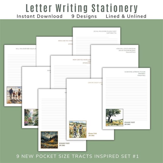 JW New Tracts Letter Writing Paper Printable Stationery Bundle Writing Sheets Templates Ministry Digital Download PDF Set #1 - 9 Designs - Etsy