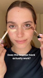 Have you tried this viral concealer hack? 勞 Similar to how some people use orange or peach color correctors to cancel out blue and purple tones under the eye—bronzer can actually be used as an under-eye color corrector, too. (: @roseandben) #beauty #makeup #makeuphack #concealer #bronzer #colorcorrector #undereyes | PureWow | Facebook