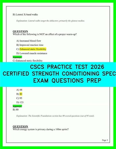 CSCS PRACTICE TEST 2026 Certified Strength Conditioning Specialist Exam Questions Prep 2026 Guide