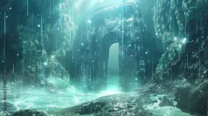 deep sea abyss discovery ancient alien presence unfold. seamless looping overlay 4k virtual video animation background