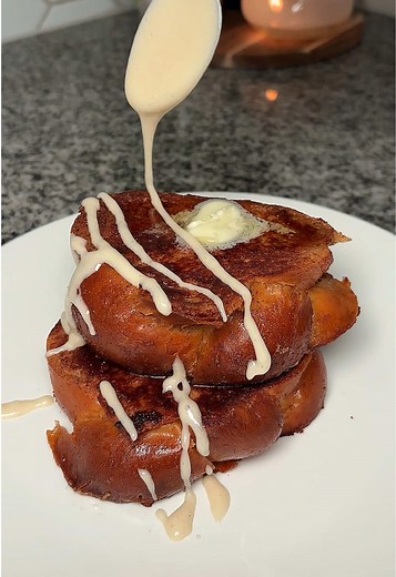 Homemade Challah French Toast with Glaze