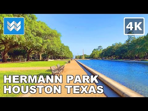 [4K] Hermann Park in Houston, Texas USA - Walking Tour & Travel Guide 🎧 Binaural Sound