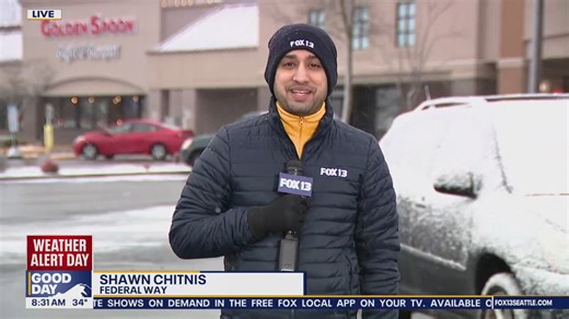 Snow falling just outside Seattle as wet system moves in