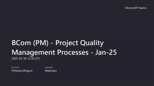 BCom (PM) - Project Quality Management Processes - Jan-25-20250330