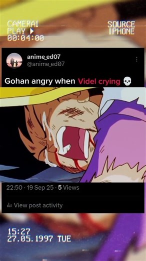 Gohan was angry when he saw Videl is crying with pain #dbz #dbs