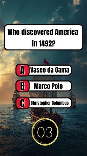 Who Discovered America in 1492? 🤯 | History Quiz #shorts#trivia