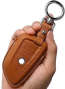 Leather Key Fob Cover Case, Keychain Shell, Compatible for BMW 2 5 6 7 X1 X2 X3 X5 X6 Series(Brown)