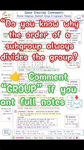 🤯Master Normal Subgroups, Quotient Groups & Lagrange’s Theorem in seconds!Perfect for IITJAM etc.
