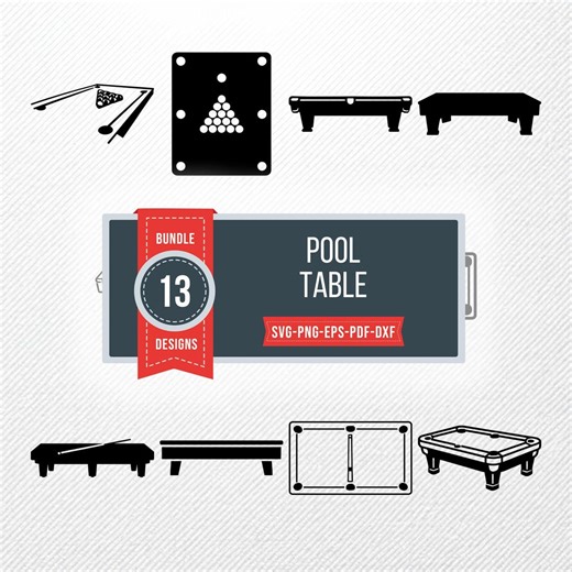 Pool Table SVG Clipart Bundle | 13 Vector Illustrations | PNG Pdf EPS Dxf | Print Graphics | Commercial Use Silhouette Art - Etsy