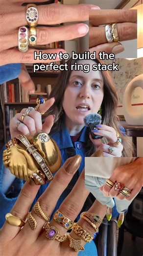 My favorite way to build a balanced ring stack ❤️ #ringstack #jewelrystyling #vintagejewelry #ringstacking | Brynn Smith-Jenkins