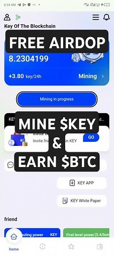 Key Blockchain: Mine $KEY and Earn Bitcoin just like CORE Mining. Top Free ongoing Airdrop 2025