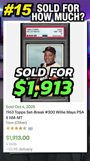1963 Topps Willie Mays Baseball Card Value sold on eBay