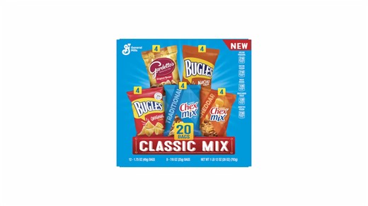 Classic Mix Snack Variety Pack, Bugles Original and Nacho Cheese, Gardetto's Original Recipe, Chex Mix Traditional and Cheddar, 20 Ct, 28 oz
