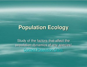 Population Ecology - SlideServe