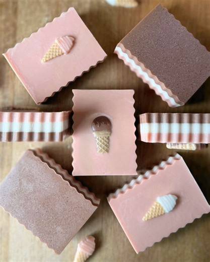 Ice Cream Shop Soap: Neapolitan Strawberry Vanilla Chocolate Blend