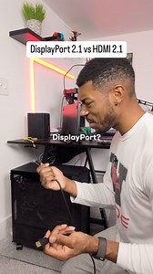 Rashid Epps on Instagram: "Do you use HDMI or DisplayPort for your PC? 🤔 The GPU on your gaming pc likely has multiple ports, at least one HDMI and at least one or more DisplayPorts. Which should you use? You should first check which versions of these display technologies does your GPU and monitor support, and then choose accordingly. If your GPU and monitor support DP 2.1, then you should definitely use that because it has the highest bandwidth. If they only have DP 1.4 but your GPU and monito