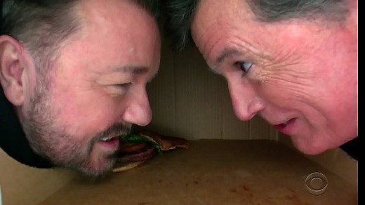 Actor, producer and SiriusXM radio show host Ricky Gervais joins Stephen Colbert for a private and intimate chat in the Late Show’s “Personal Space” box. | The Late Show with Stephen Colbert