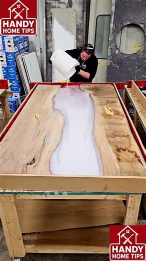 Stunning Epoxy River Table DIY! 😍✨ #youtubeshorts #shortsvideo #shorts