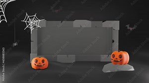 3D animation halloween social media post template, perfect for travel agency or product