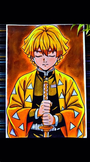 Zenitsu Drawing Colour ❤️✍️ #shorts #zenitsu #anime #drawing