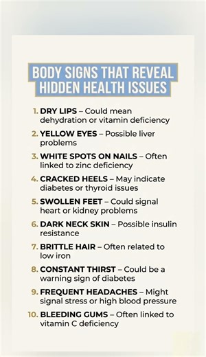 BODY SIGNS THAT REVEAL HIDDEN HEALTH ISSUES #healthtips #bodysignals #wellness