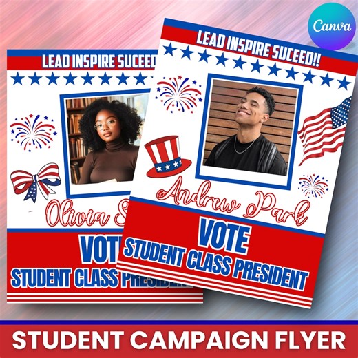 Student Council Campaign Flyer Templates, Voting Posters, Canva School Election Flyers, Student Government Vote Poster, Canva Editable - Etsy
