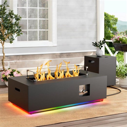 Reviews for eVita Black Tabletop Propane Fire Pit, Outdoor Gas Fire Pit Table with RGB LED Light, Tank Holder and Lid | Pg 1 - The Home Depot