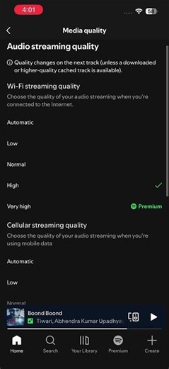 How to set audio quality of spotify
