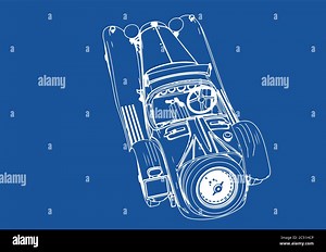 drawing of a vintage sports car blue background vector Stock Vector Image & Art - Alamy