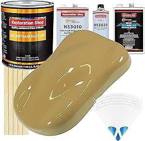 Restoration Shop - Buckskin Tan Urethane Basecoat with Premium Clearcoat Auto Paint - Complete Slow Gallon Paint Kit - Professional High Gloss Automotive, Car, Truck Refinish Coating