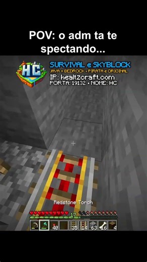 dessa vez eu fui de F #servidorsurvival #minecraftsurvival #minecraft