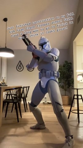 Liam Burritt on Instagram: "EVA Foam Clone Trooper Armor test fit! Hey everyone! I have recently been able to find some time to work on my clone armor and I wanted to shoot a video so I could see what the proportions looked like on my body and I think it looks great! (Besides the back lol) Templates by the absolutely amazing @ashen_warrior_props —————————————————————————————— #starwars#starwarsprequels#starwarstheclonewars#theclonewars#starwarsmovie#starwarscosplay#clonetrooper#clonetroopers#clo