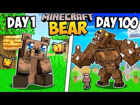 I Survived 100 Days as a BEAR in Minecraft