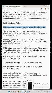 PostgreSQL 18 Streaming Replication on Ubuntu 24.04 LTS 🚀 Step by Step Installation & Configuration