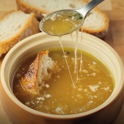 Soupe à l’Oignon Traditionnelle Une recette classique et réconfortante pour le dîner, cette soupe à l'oignon est un incontournable pour se réchauffer. Savourez chaque cuillère de ce plat délicieux et savoureux. Ingrédients: 1. 4 gros oignons (de préférence jaunes pour une saveur plus douce) 2. 20 g de beurre 3. 1 cuillère à soupe de farine 4. 1 L de bouillon (volaille ou bœuf, selon votre préférence) 5. 4 tranches de pain de campagne (légèrement rassis, idéal pour la cuisson) 6. 100 g de gruyère