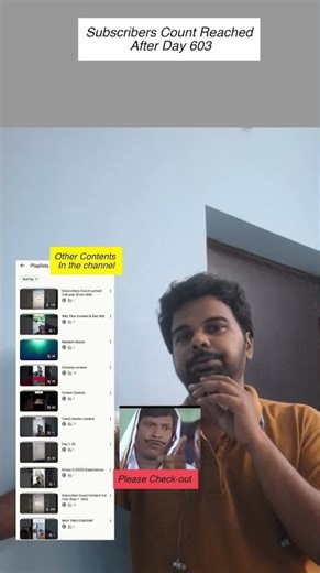 Subscribers Count Reached After Day 603 at Channel start panna time 8:55pm | #shorts #tamil #fyp