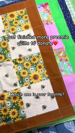 I’ve really enjoyed making preemie quilts to donate lately. They’re so easy and fun, and each one is unique. Just two layers of fabric, no batting. I will be dropping these off at Quilted Love this morning.💕 #sewingtiktok #quilting #quiltingtiktok #quiltersoftiktok #donation
