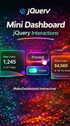 Mini Dashboard Interactions in jQuery | Simple UI Effects #coding #shorts