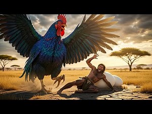 Life Homo Millions of Years Ago: A Prehistoric Man Collides with Giant Prehistoric Chicken