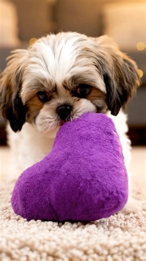 Puppy Plays with Squishy Purple Plush ASMR 🐾💜 Soft & Relaxing