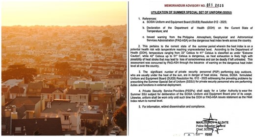 Private Security Personnel Allowed to Wear Summer Special Uniforms | PhilNews